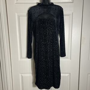 Bold Elements Dress Women Petite Large Black Velvet Burnout Cutout Whimsigoth